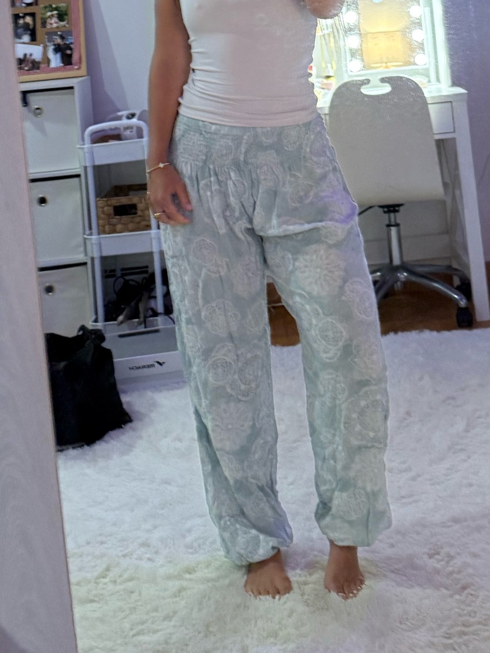 Lotus and Luna seafoam green/light teal flowy pants